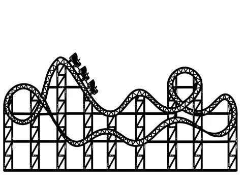 Roller coaster. Sketch scratch board imitation color. Engraving vector. Stock Illustration