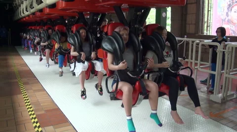 Roller coaster starts running in Formosan Aboriginal Culture Village, Taiwan Stock Footage 60757356