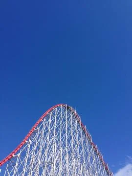 Roller Coaster Structure Against Clear Blue Sky Stock Photos