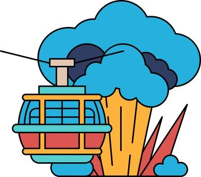 A roller coaster is suspended above a cloud of smoke Stock Illustration