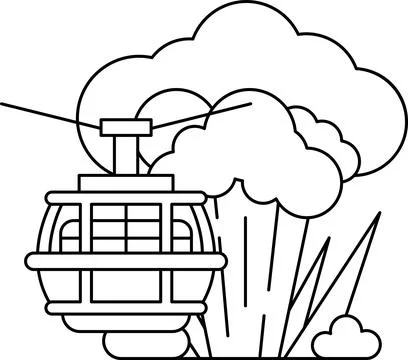 A roller coaster is suspended above a cloud of smoke Stockillustratie