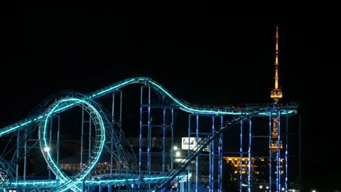 Roller coaster, Tashkent Stock Footage 242272623