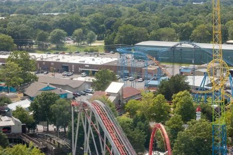 Roller coaster theme park Carowinds on August 19, 2019 in Charlotte, North Ca Stock Photos