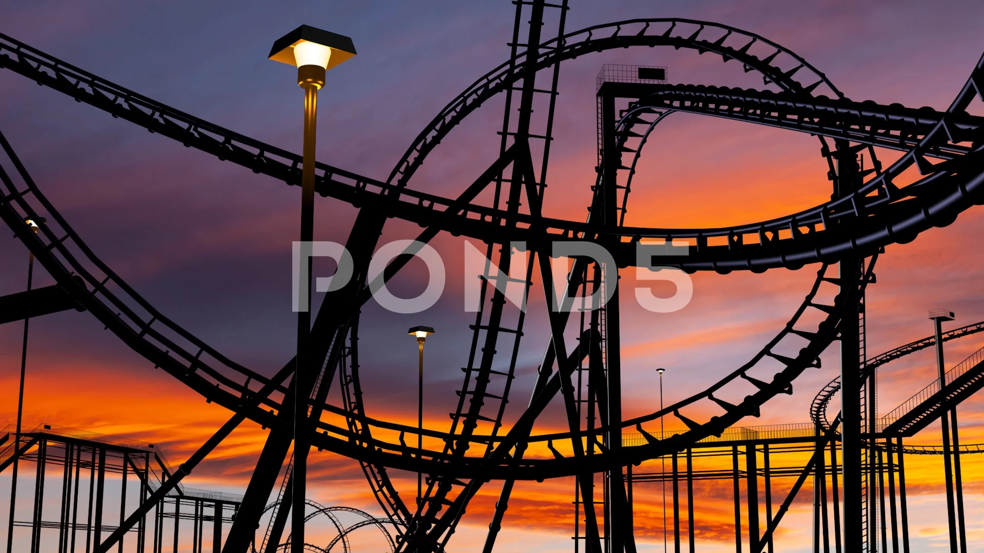 roller coaster thrill ride at amusement ... | Stock Video | Pond5