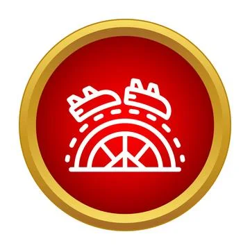 Roller coaster thrill ride icon in red circle Stock Illustration