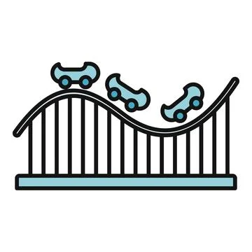 Roller coaster thrill ride icon exciting amusement park entertainment Illustrazione stock