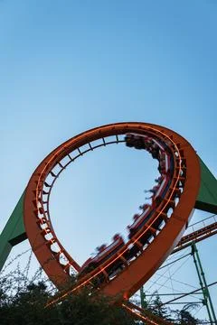 Roller coaster track of the American Mountains ride at Mtatsminda Park Foto stock