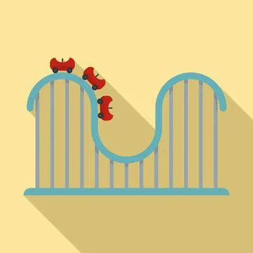 Roller coaster track icon, flat style Stock Illustration