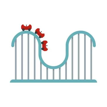 Roller coaster track icon flat isolated Stock Illustration
