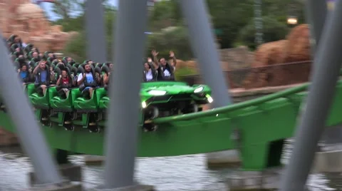 Roller Coaster track in a University adventure park in Orlando, Florida. Stock Footage
