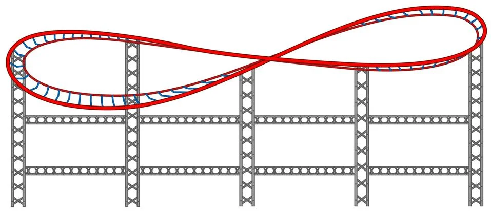 Roller coaster track on white background Stock Illustration