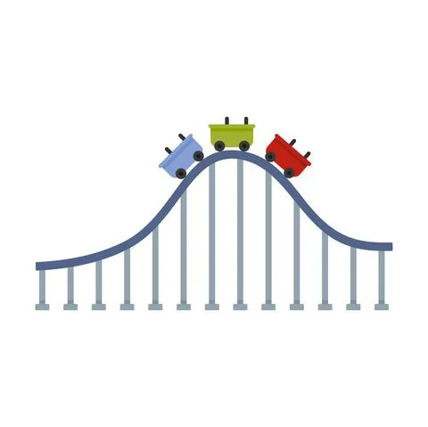 Roller coaster train icon flat isolated vector Stock Illustration