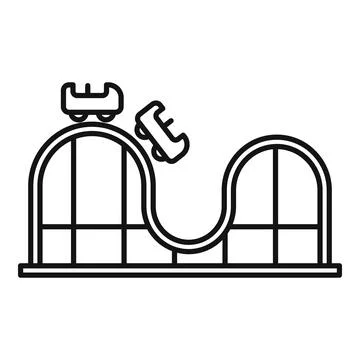 Roller coaster train icon, outline style Stock Illustration