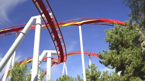 Roller Coaster with twists and turns Stock Footage 36300583