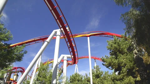 Roller Coaster with twists and turns Stock Footage 36300594