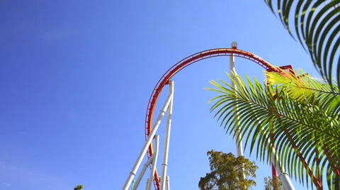 Roller Coaster with twists and turns Stock Footage 36300633