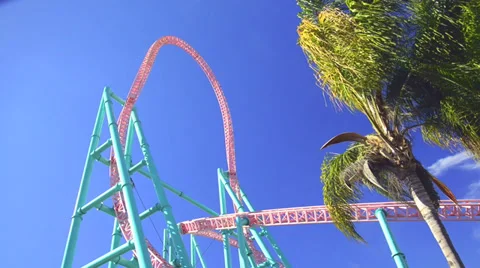 Roller Coaster with twists and turns Stock Footage 36300661