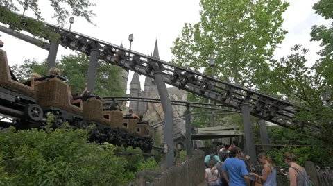 Roller coaster at Universal Studios, Orlando Stock Footage 50961696