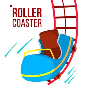 Roller Coaster Vector. Fast Ride. Mountians. Amusement Park. Fast Speed, Drive Stock Illustration