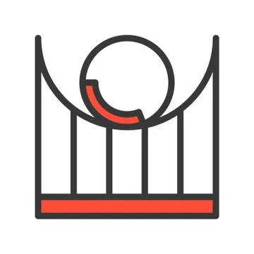 Roller coaster vector icon, filled outline style editable stroke Illustrazione stock