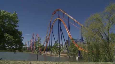 Roller Coaster Wagon Going Down a Hill Stock Footage 63959468