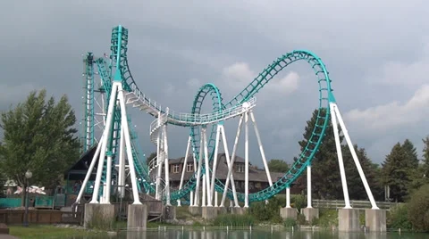 Roller Coasters, Amusement Parks, 2D, 3D Stock Footage 28615860