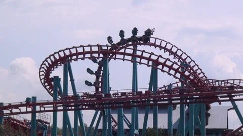 Roller Coasters, Amusement Parks Stock Footage