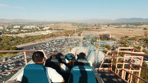 Roller coasters at Six Flags in California, first person view Stock-Footage 127447055