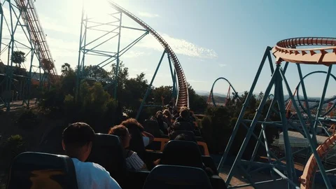 Roller coasters at Six Flags in California, first person view Stock-Footage 127447092