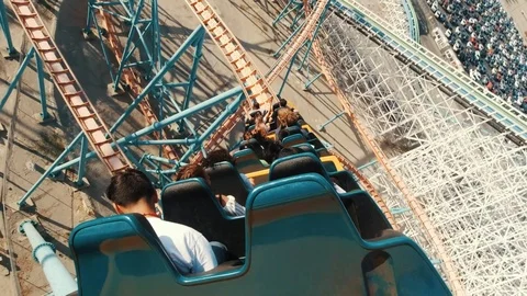 Roller coasters at Six Flags in California, first person view 스톡 동영상 127447095