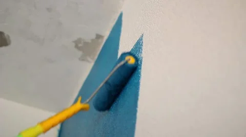 Roller color white wallpaper in dark blue Stock Footage