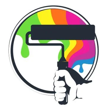 Roller with colored paint for painter Stock Illustration