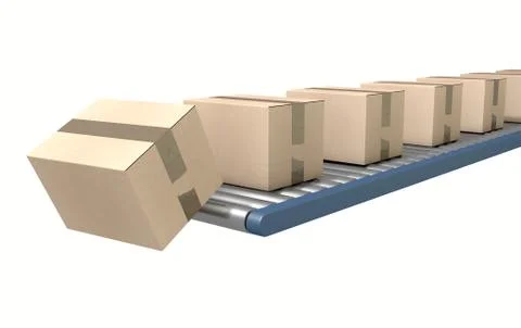 Roller Conveyor With Boxes Stock Illustration