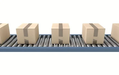 Roller Conveyor With Boxes Stock Illustration