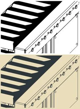 Roller conveyor with chain drive close up Illustrazione stock