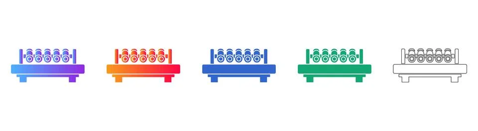Roller Conveyor System Icon Collection Stock Illustration