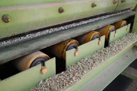 Roller conveyors Stone Foto stock