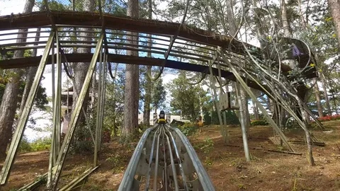 Roller coster down hill at Datanla water fall Stock Footage 76935772