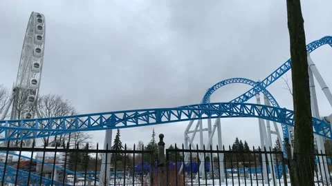 Roller coster in the park Stock Footage 150000790