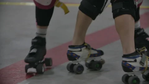 Roller derby girls practicing Video stock 233821582