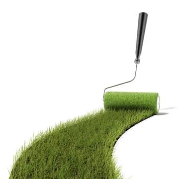 Roller draws  the green grass road Illustration