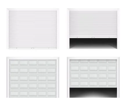 Roller garage gate. Secure roller shutters protect system Stock Illustration
