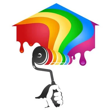 Roller in hand painter symbol Stock Illustration