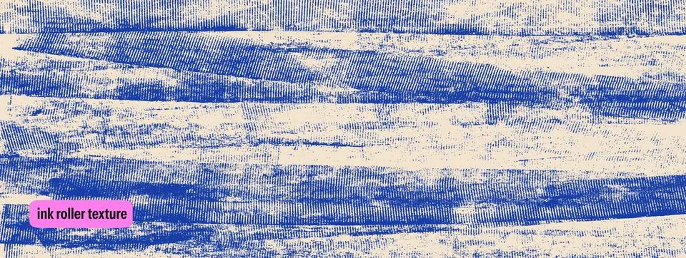 Roller ink texture paint print on paper for trendy banner layout and music band Stock Illustration