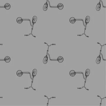 Roller kick scooter seamless pattern. Abstract vector background.  Stock Illustration