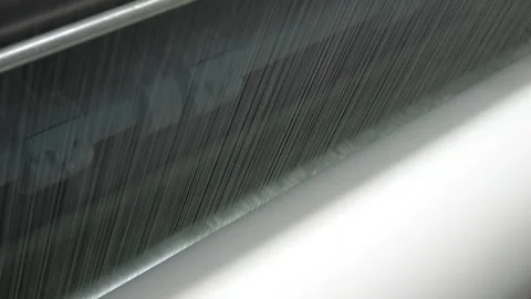 Roller mechanism of the warping machine close-up, loom, fabric making process Stock Footage 271618135