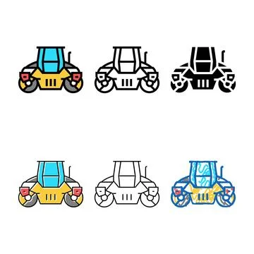 Roller pack road construction machine color icon vector 库存插图