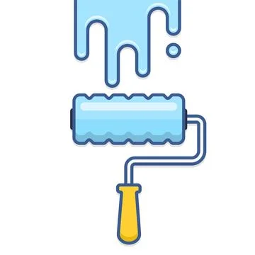 Roller paint brush vector outline icon. Paint roll  strip  line illustration. Stock-Illustration