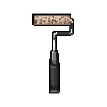 Roller paint roller paint pixel art vector illustration Stock Illustration