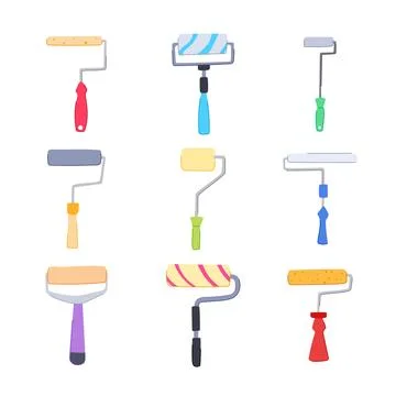 Roller paint set cartoon vector illustration Stock Illustration